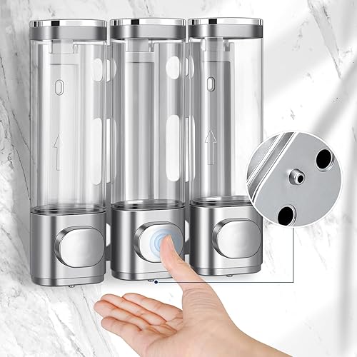 Miniatura 3 de 3 en 1 baño montado en la pared, dispensador y organizador de bomba de ducha, dispensadores para la ducha, dispensador de champú y acondicionador,