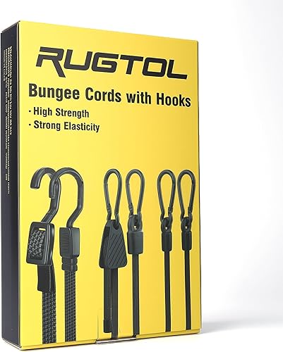 Miniatura 7 de Cuerdas elásticas con ganchos resistentes, cuerdas elásticas planas ajustables con ganchos de 40 pulgadas, correas elásticas negras de goma con