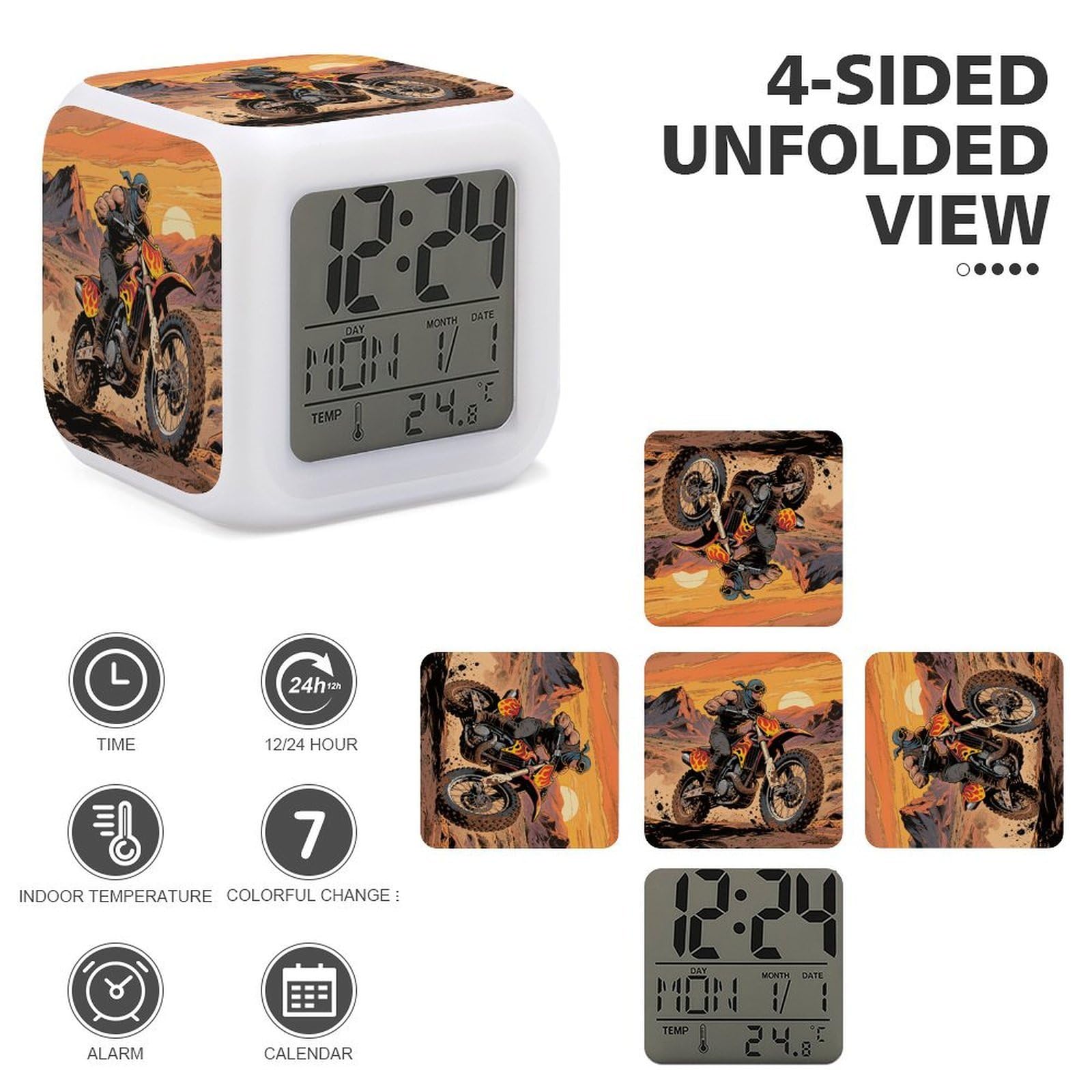 Amazon.com: VstaDank Motocross Dirt Bike Alarm Clock with 7 Color