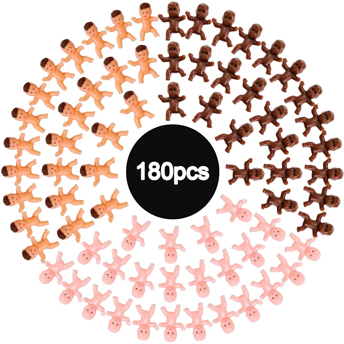 180 Pieces Mini Plastic Babies 1 Inch Baby Doll for Baby Shower Party Favors, Ice Cube Game, Party Decorations, Baby Bathing and Crafting (Mixed Color 1, 1")