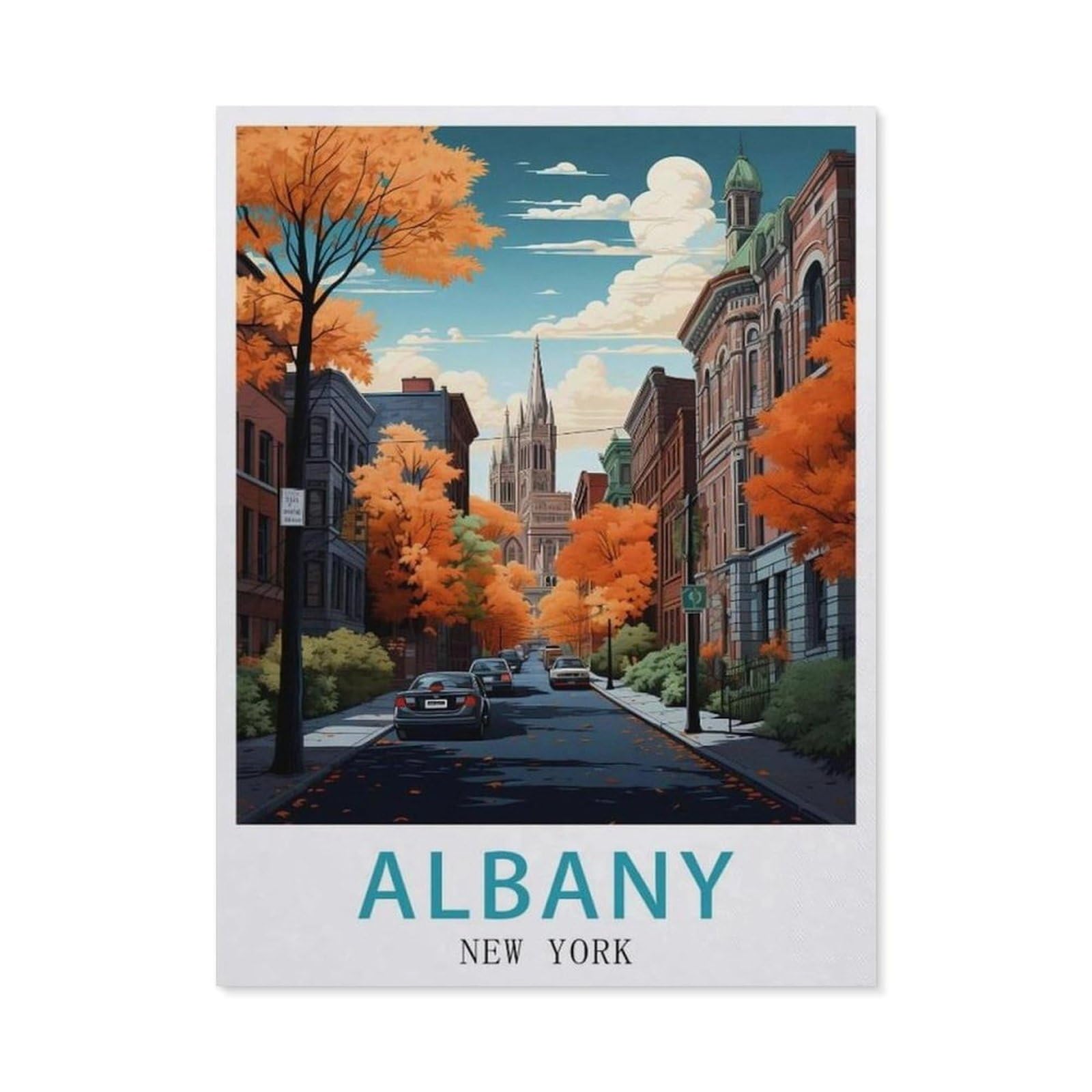 Plaque de métal étain Albany New York 12x16 inch décor mural bistrot