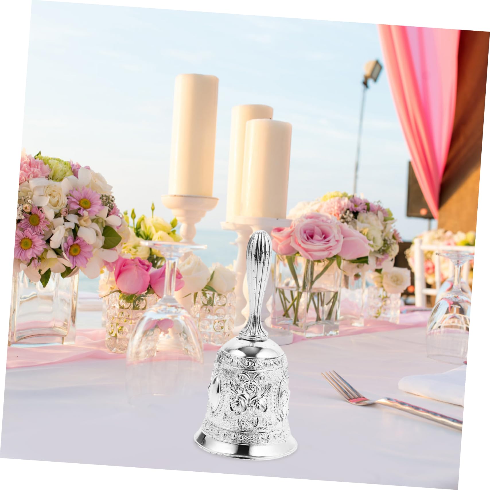 DOITOOL 4 Piezas Campana de Mano de Metal para Escuela Campana de Servicio Retro para Escritorio para Clases Eventos y Restaurantes Práctico y Funcional