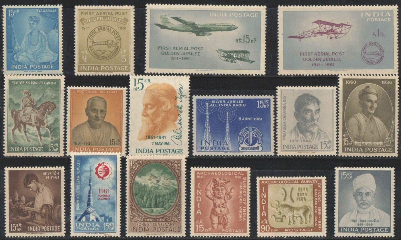 India 1961 Year Pack ( Full Complete Year Pack - Year Set ) of 16 Postage Stamps Mint Unhinged