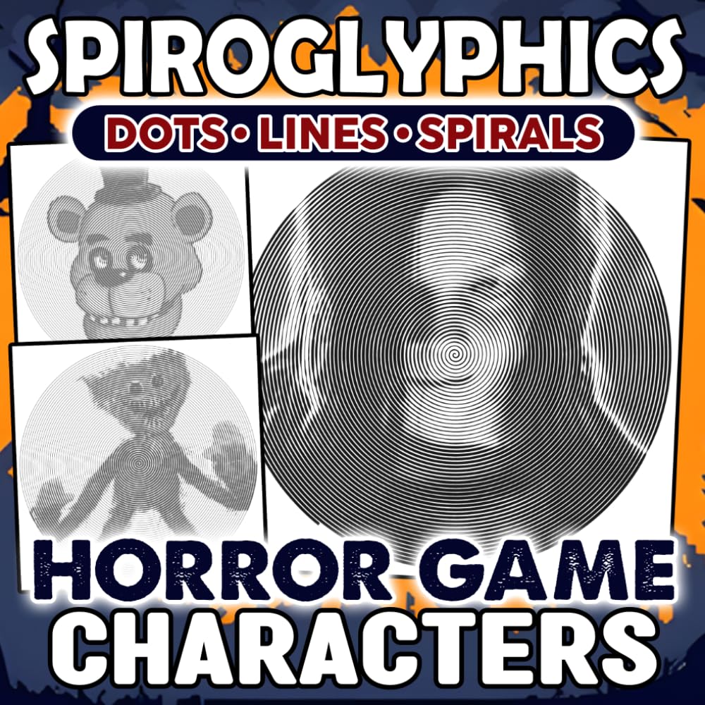 Horror Game Characters Spiroglyphics Dots Lines Spirals: Dark Gaming Icon Coloring Book Featuring Hidden Faces, Creepy Creatures, Villain Bosses for Teens and Adults to Unwind