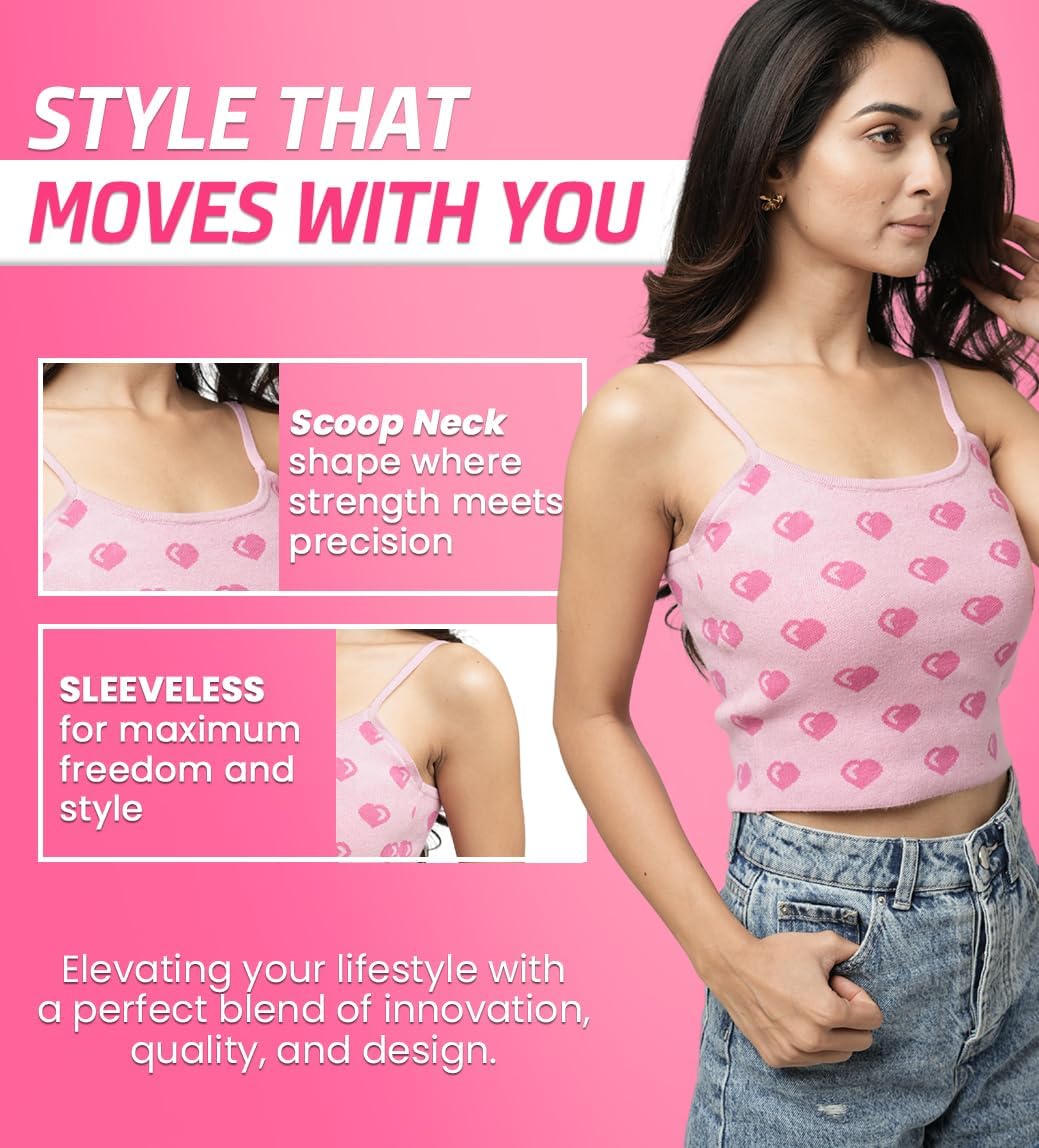 Womens Sleeveless Tank Top in Pink Color XLarge Size | Fall Tops for Women with Hot Pink Heart Pattern | Front Scoop Neck Tank for Casual Wear, Travel, Brunch & More - Image 4