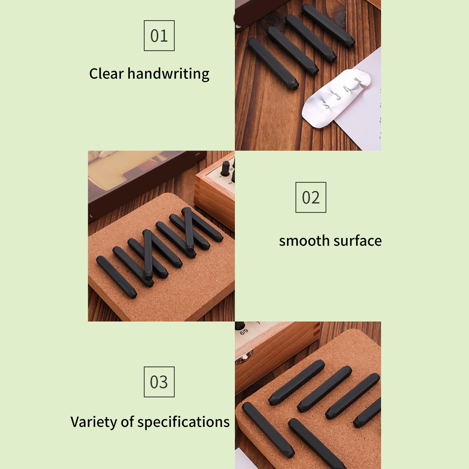 Set di 36 pezzi con manico in metallo per timbratura in pelle, 6 mm, numero e lettera, strumento per punzonatura in pelle, strumento per goffratura, set di timbri in metallo