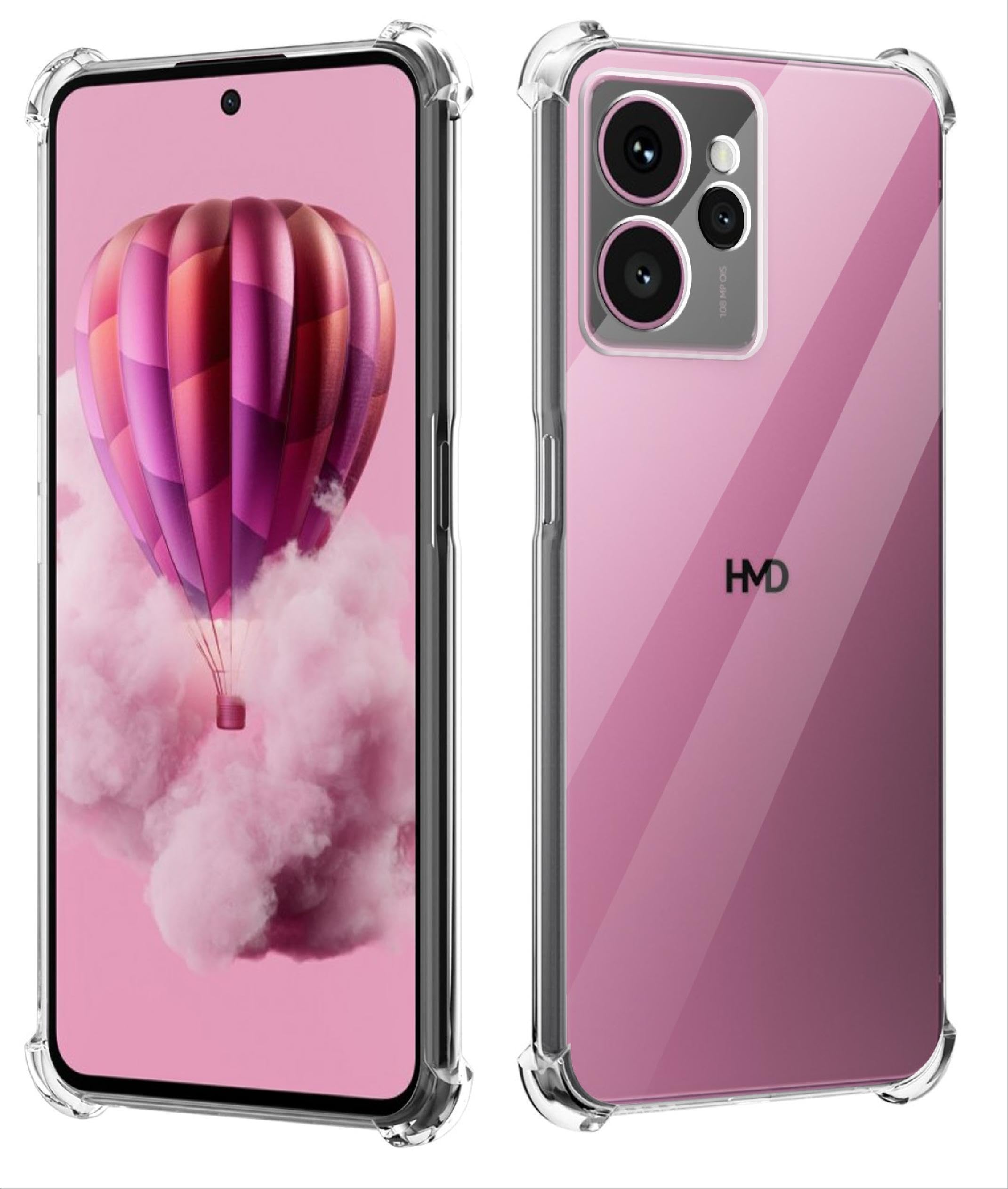 GIOPUEY Clear Case Compatible with HMD Skyline, Ultra Thin TPU Case, Air Cushion Protection, [Not Easy to Yellow] Shockproof Case - Transparent