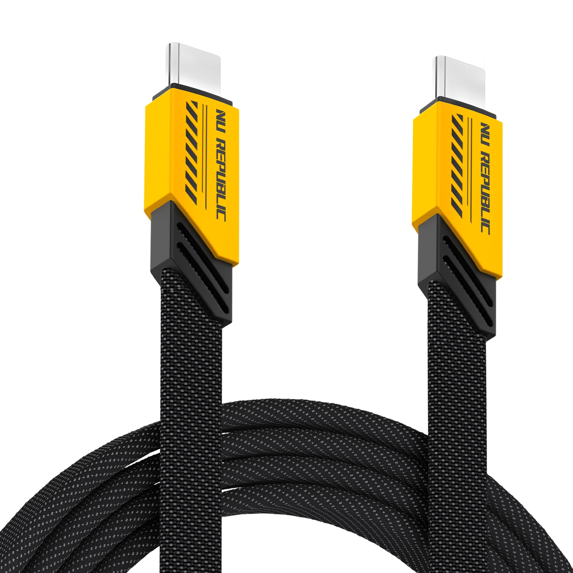 Sponsored Ad - Blaze Fusion 120W 1.2 M Type-C To Type-C Fast Charge Carbon Fibre Texture Braided Cable (Compatible With Mobile, Tablet, Laptop, Speakers, Yellow, One Cable), 1.2M