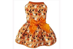 Girls Puppy Costume: Halloween Pumpkin Ghost Dog Dress