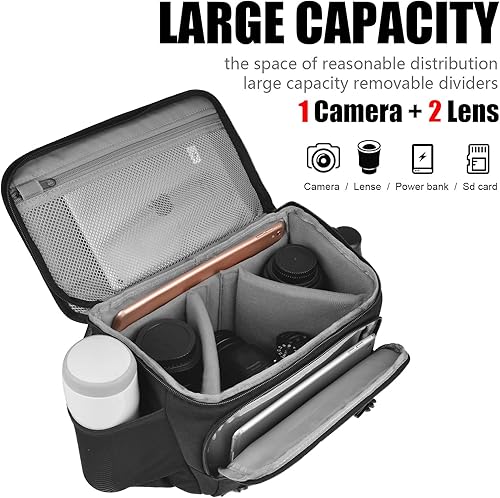 Miniatura 2 de Cwatcun Bolsa cruzada para cámara de hombro, DSLRSLRSLRsin espejo, para fotografía con soporte para trípode y cubierta de lluvia para cámaras Canon,