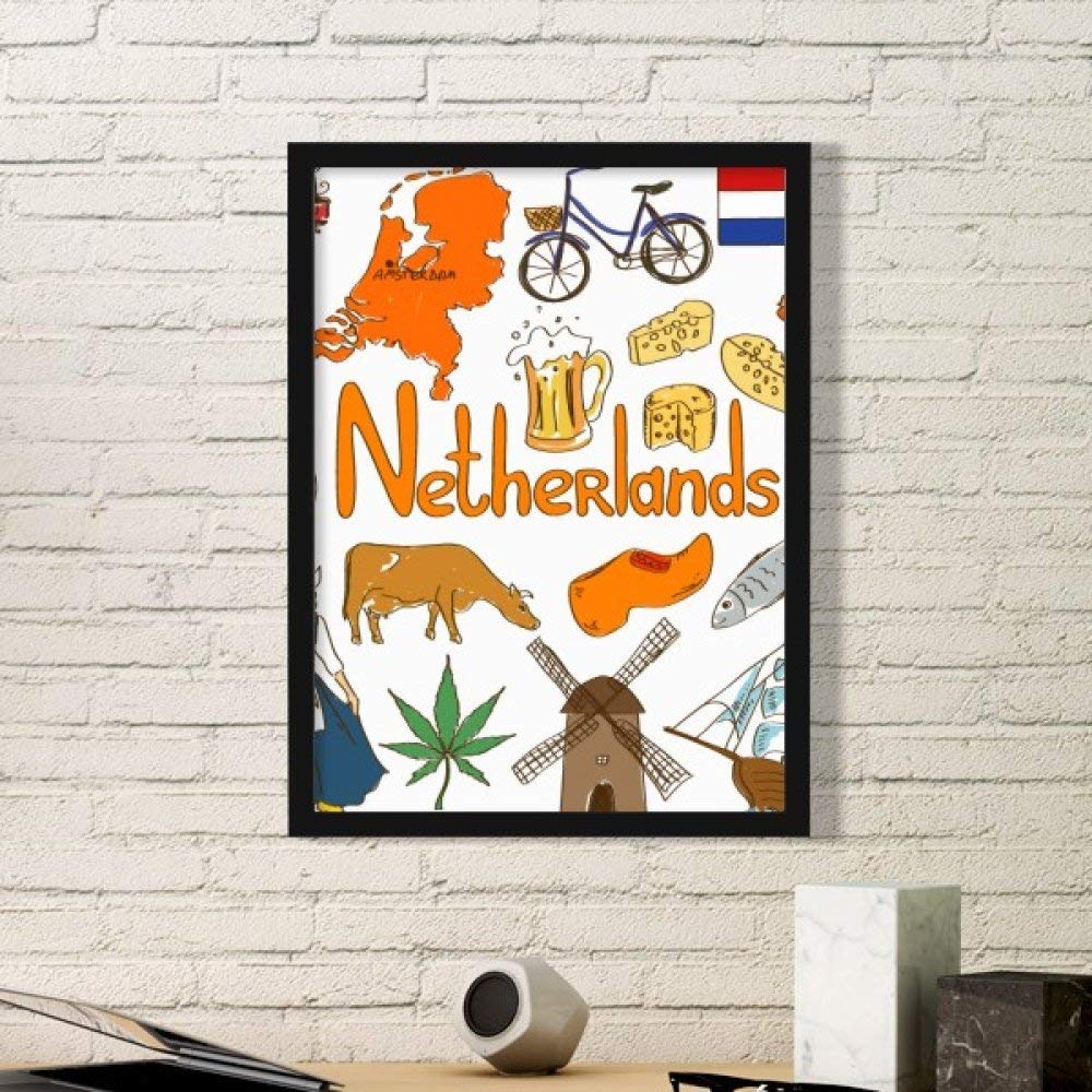 Peintures Pays-Bas drapeau national motif paysage cadre photo noir medium