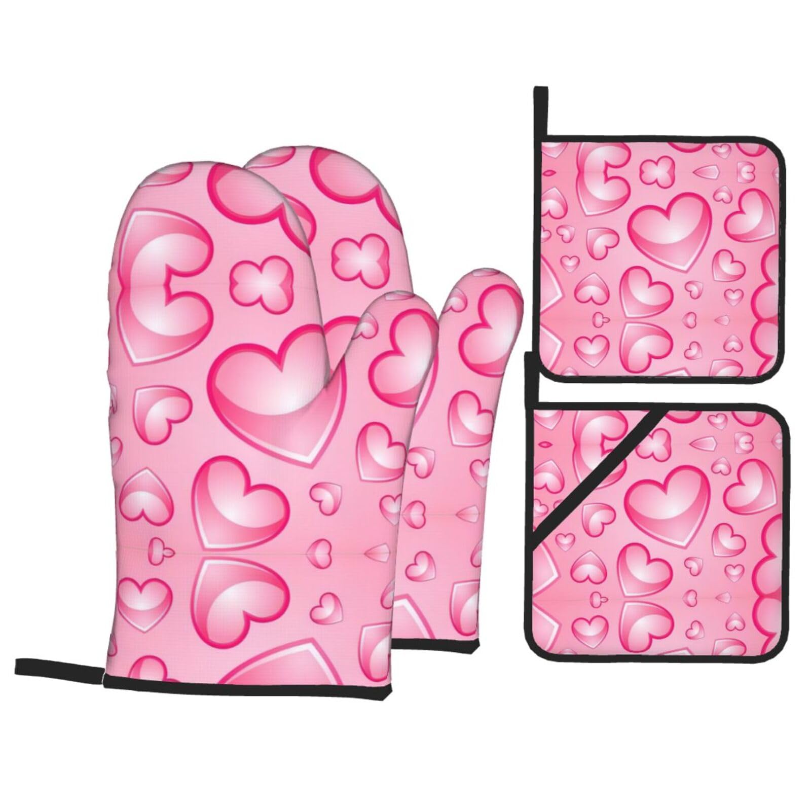 Juego para hornear de 4 piezas con corazones rosas, ideal para repostería y cocina en casa