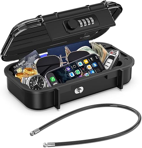 Miniatura 9 de LOFICOPER Caja fuerte portátil, caja de seguridad de viaje, caja de bloqueo de playa impermeable, caja de seguridad personal, con código de
