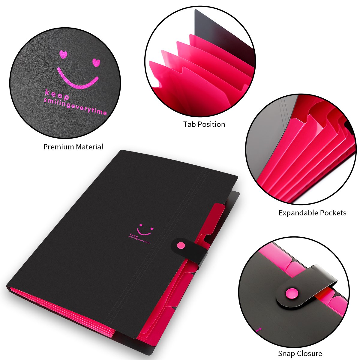 5Colors Functionele Documentenvakken A4 Ordner Portfolio Organizer Laptoptas Met Ritssluiting Voor School Kantoor Zakelijk Gebruik (Zwart