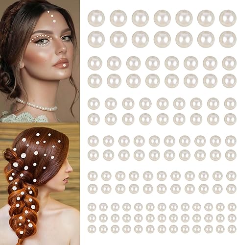 Miniatura 1 de 2744 piezas de perlas para el cabello, calcomanías autoadhesivas de perlas para pegar, perlas para el cabello, perlas para la cara, gemas para la