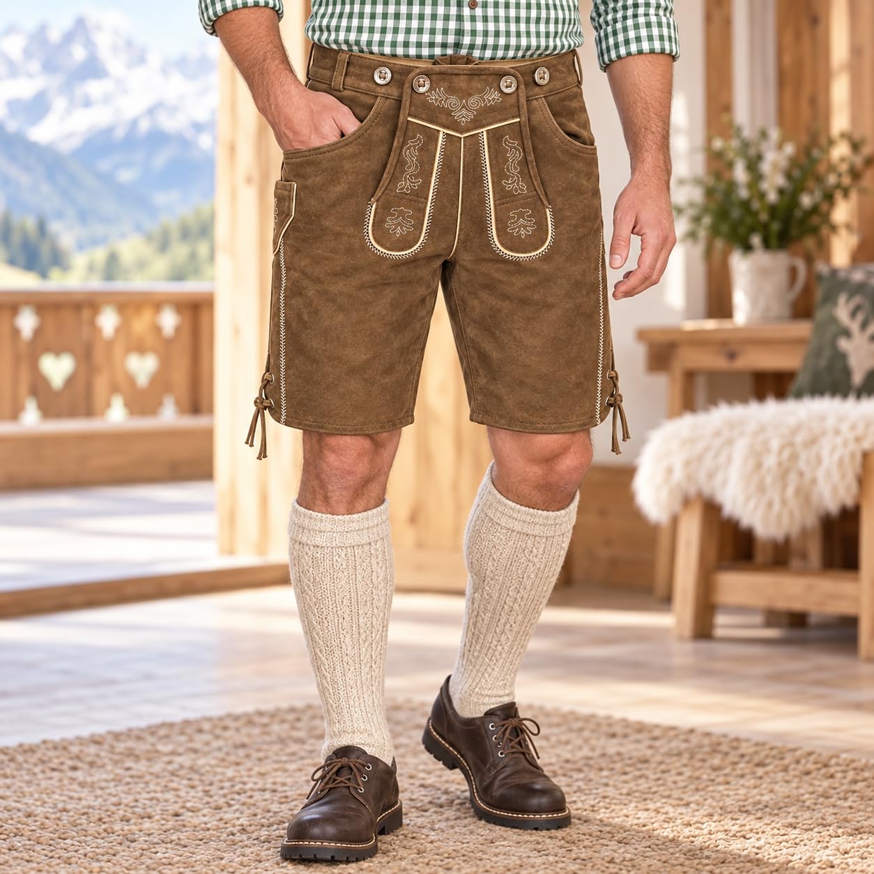 Premium Lederhose für Herren - Elegante Trachtenhose Gr.46-60 - Designer Lederhosen