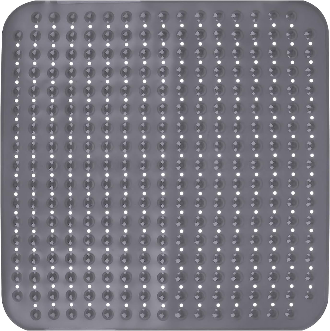 Tapis De Douche Antidérapant SOBEAU 53x53 Cm - Gris, Anti-Moisissure, Avec Trou D'Évacuation - Facile à Nettoyer