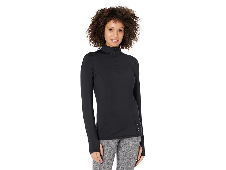 Hot Chillys Micro-Elite Chamois Solid Zip-T (Black) Women's Clothing INTERNATIONAL SHIPPING