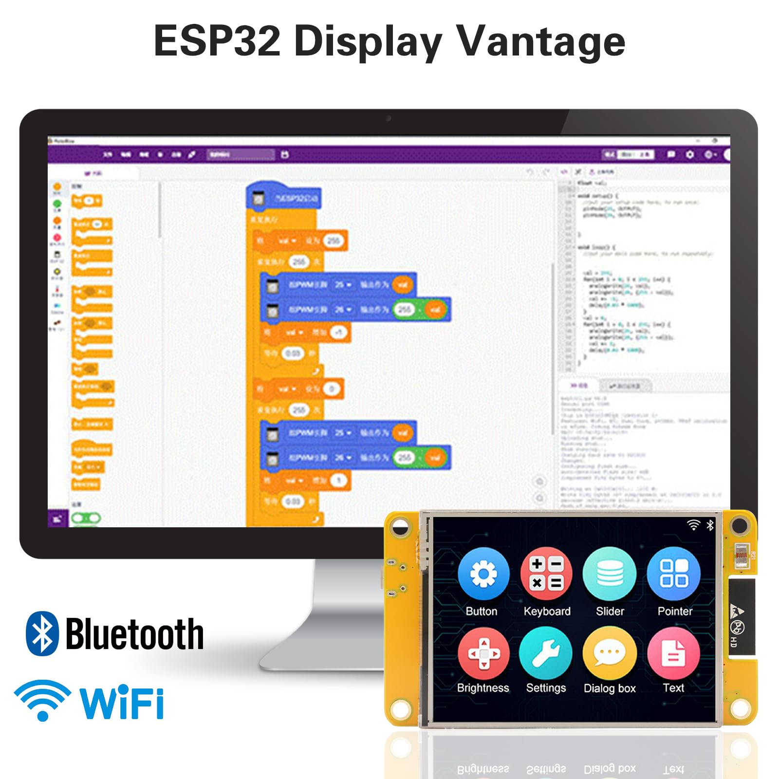 Binghe ESP32 Display ESP32 Scheda di Sviluppo con WiFi Bluetooth 2.8 pollici 240 x 320 ESP32 Display intelligente Modulo TFT touch Connettività IoT ad alta velocità Compatibile con Arduino/LVGL(2 pcs)