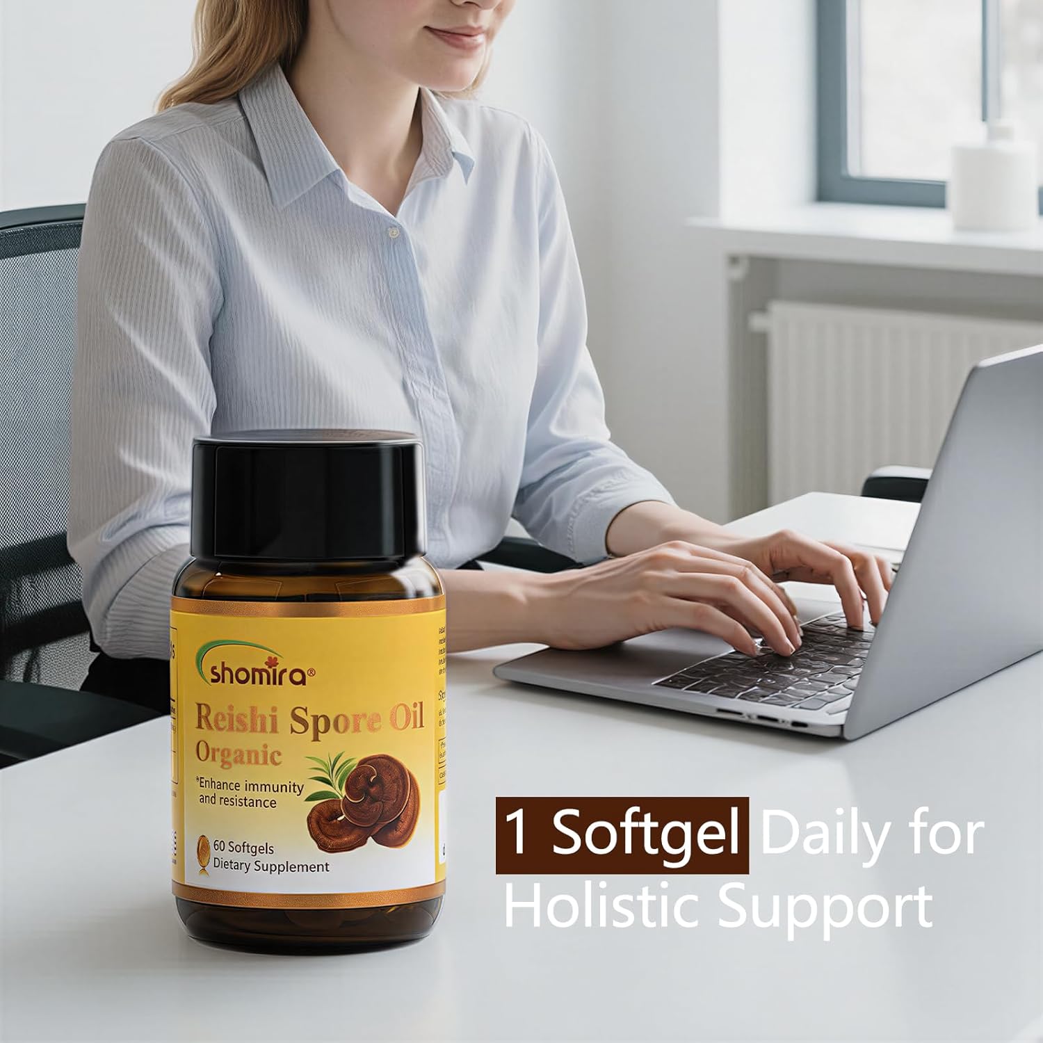 Organic Reishi Spore Oil, Immunity Support Dietary Supplement, Vegan Capsules with Ganoderma Triterpenes for Antioxidant & Wellness(60 Capsules)