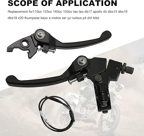 Miniatura 10 de Palanca de freno de embrague plegable 78 con cable de embrague de repuesto para 110125140150cc SSR125 RFZ YZ Ruckus TaoTao DB1727 Apollo DBX151819