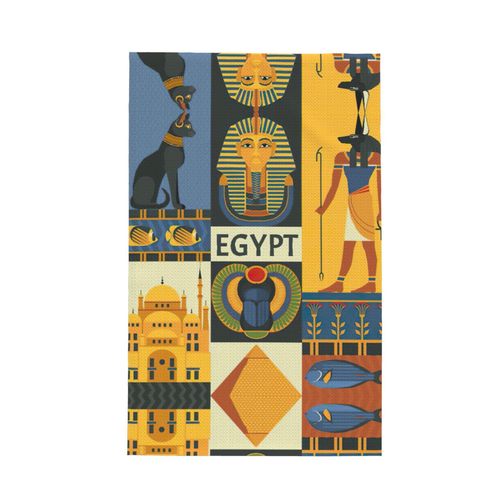 XXahnbm Ancient Egypt Tribe Series Print Waffle Kitchen Towel,Absorbent Hand Towel