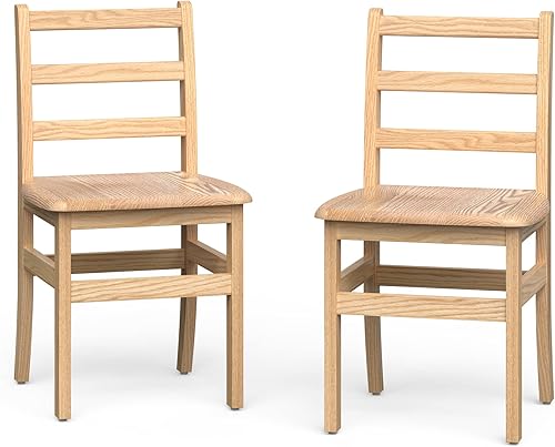 Foundations Little Scholar - Juego de 2 sillas de madera para niños, madera maciza de roble dura, totalmente montadas para asientos de aula escolar,