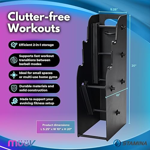 Miniatura 2 de müüv - Juego de mancuernas ajustables 2 en 1 y sistema de mancuernas para gimnasio en casa, juego de pesas de 5 a 40 libras con platos y asas,