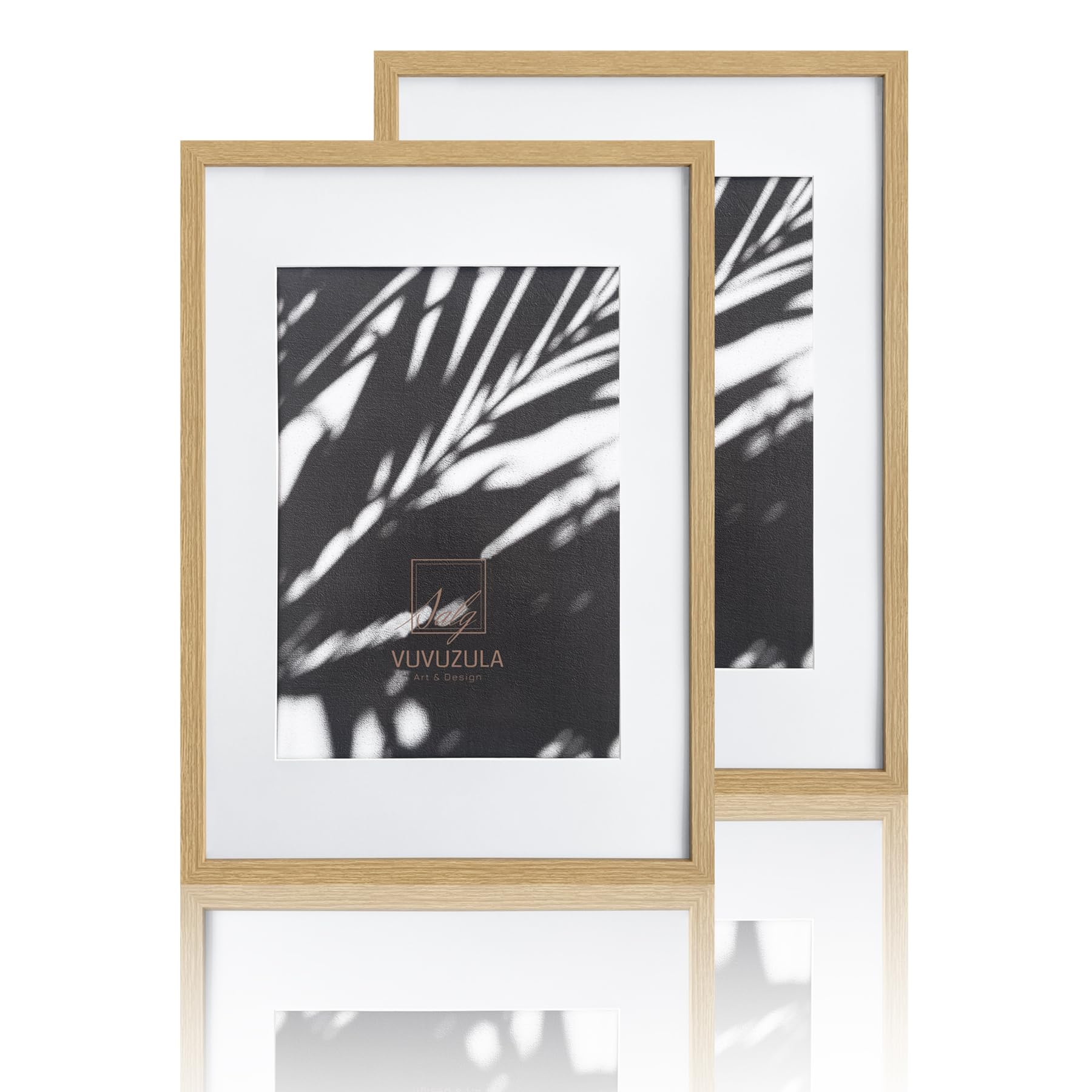 VUVUZULA A2 Oak Picture Frame with A3 Mount - Photo Poster Frame Set of 2 with Perspex Glass — image 1
