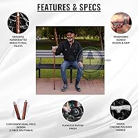 Vista 2 de Bastones de lujo Bastón hecho a mano de palisandro con barras decorativas cromadas de latón macizo Nagina International