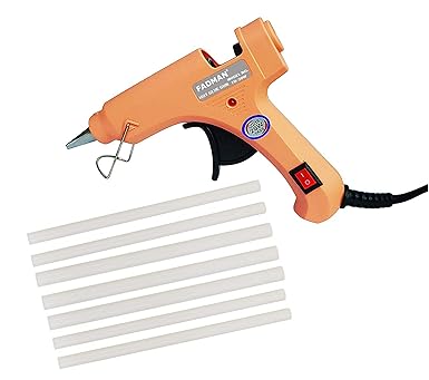 Fadman Electric 20W Peach Mini Hot Melt Glue Gun With 7 Pcs Hot Melt Glue Stick Standard Temperature Corded Glue Gun (7 mm)