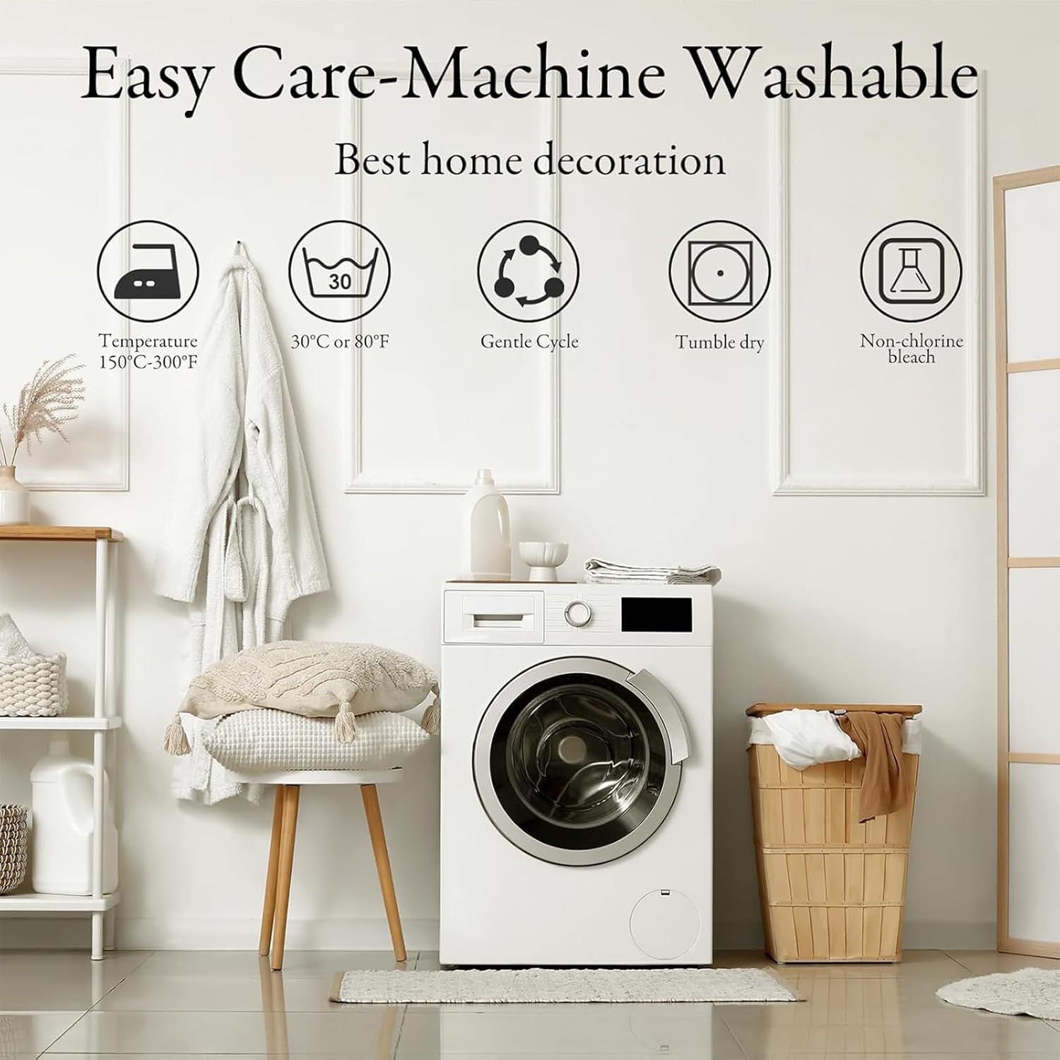 Set of 2 Navy Blue Chenille Throw Pillow Covers 18x18 Inch, Soft Textured Striped Decorative Cushion Covers, Modern Boho Pillow Cases for Couch Sofa Bed Living Room Neutral Home Decor - Image 6