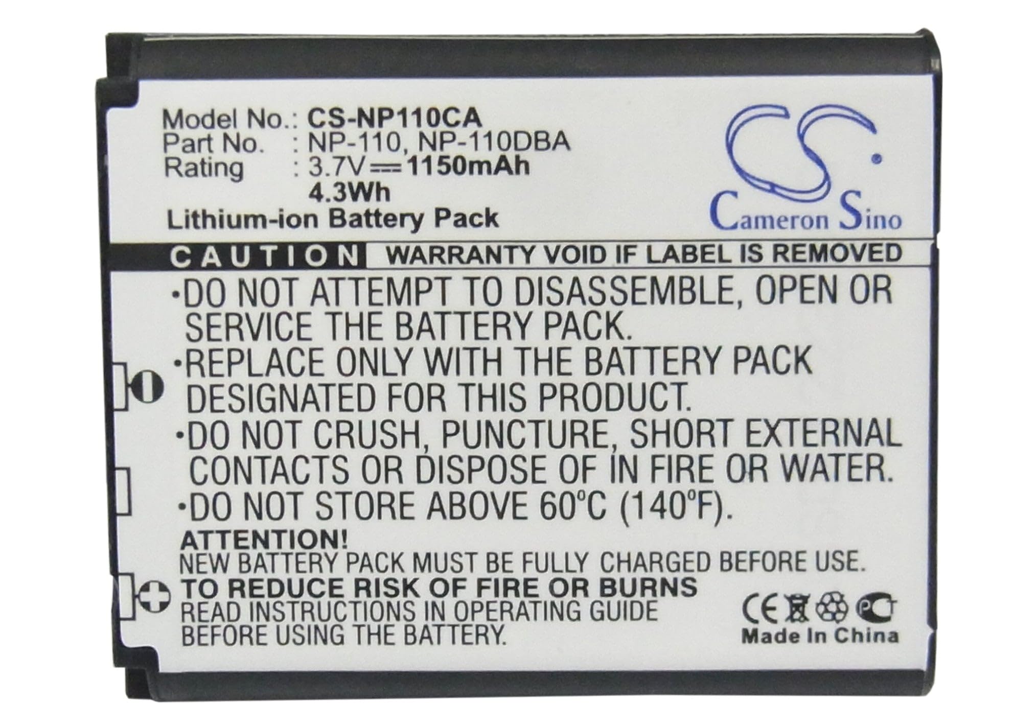 Batteria per CASIO NP-110 NP110 Exilim EX-ZR10 EX-ZR15 EX-ZR20 EX ZR 10 15 20