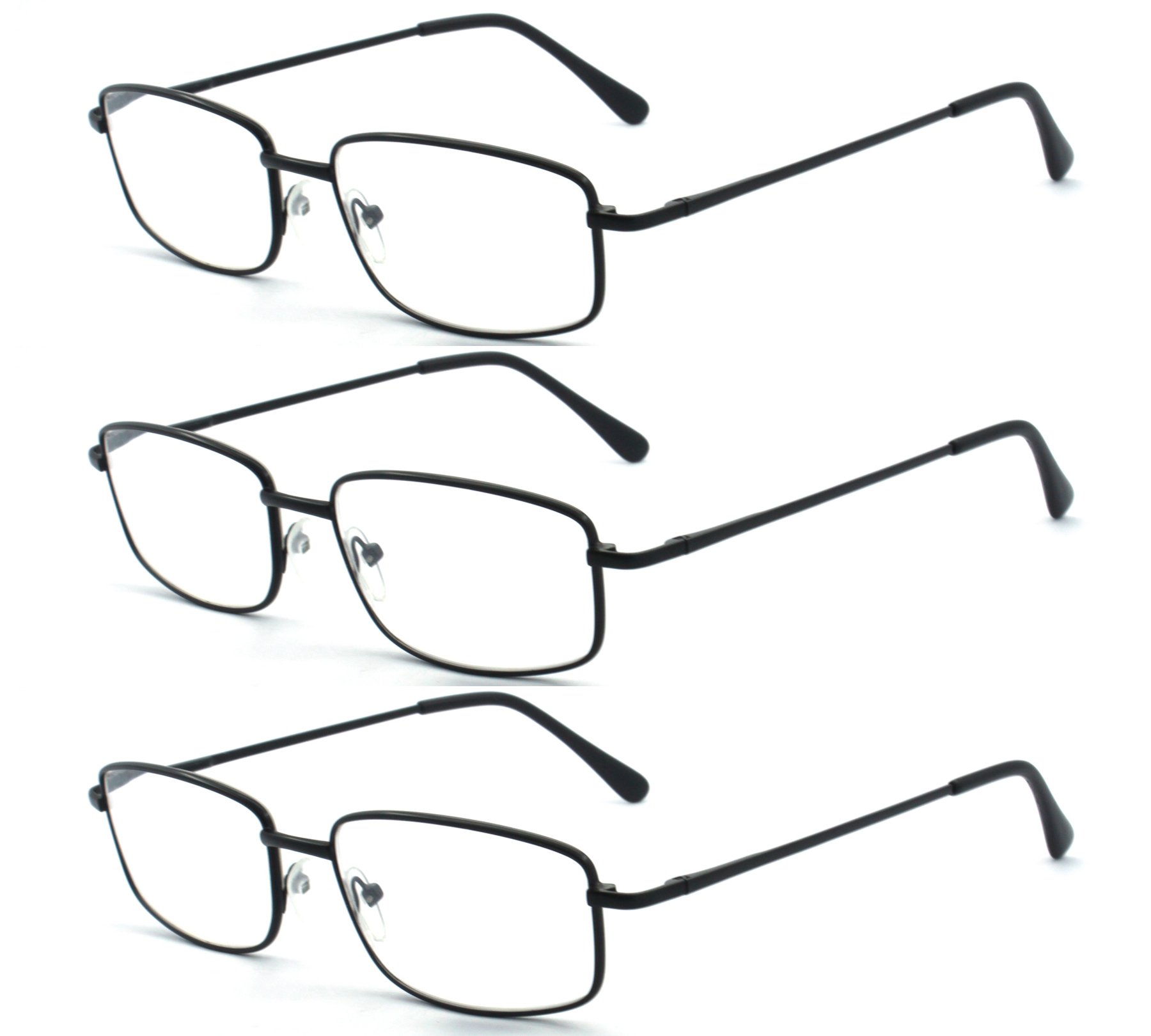 EYE ZOOM Extra Wide Rectangular Metal Reading Glasses for Men and Women