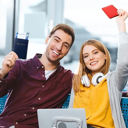 Vista 5 de Frienda 2 piezas de fundas de pasaporte nupcial titular cartera de viaje para pasaporte