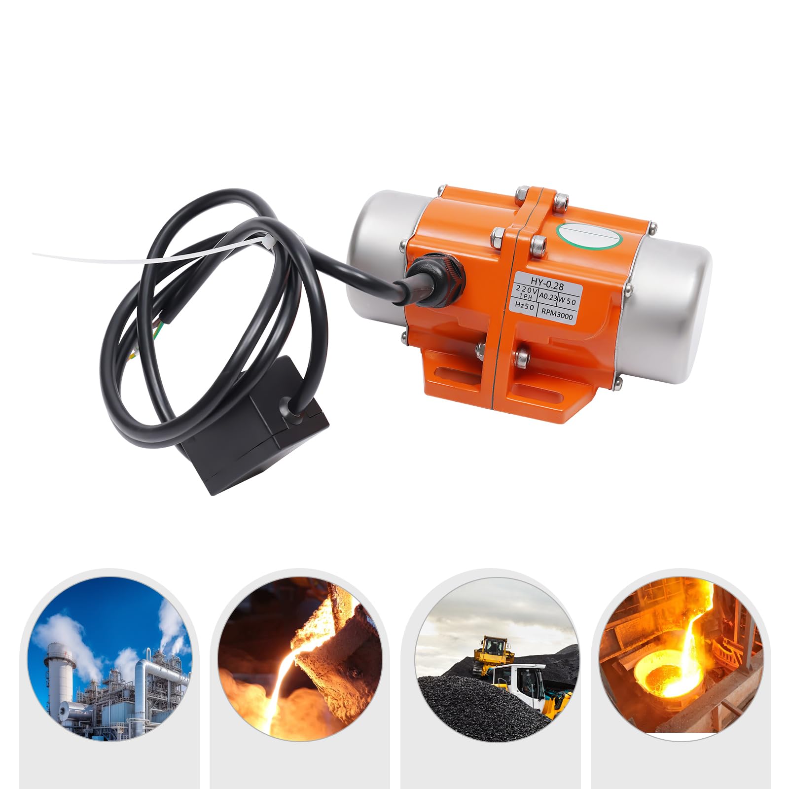 Motor de vibración asíncrono monofásico de 50 W, potencia oscilante ajustable de 3000 rpm, carcasa de aluminio, motor industrial estable para construcción, alimentos, minería