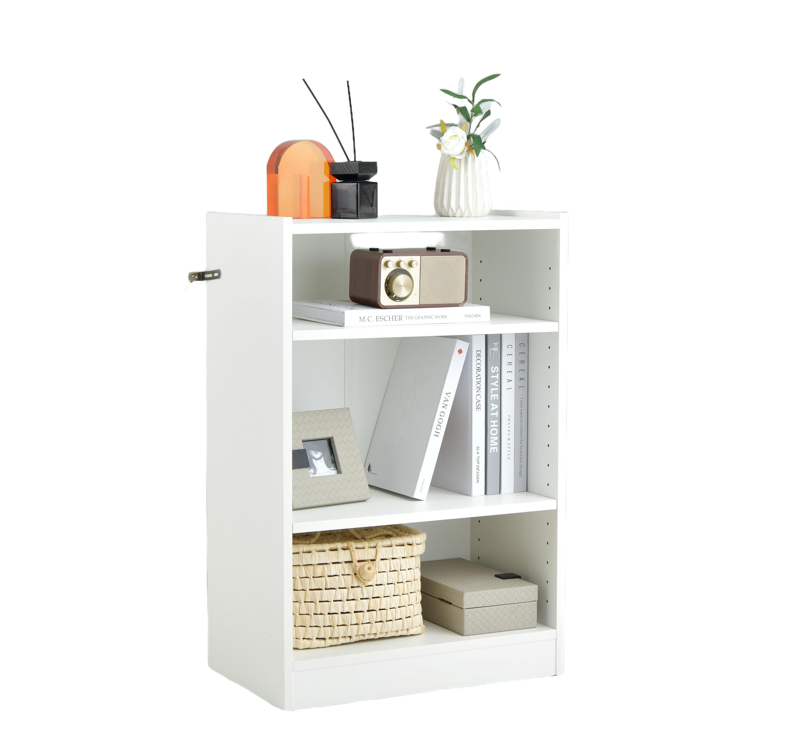 LDAILY 3 Cube Small Bookshelf, 3-Tier Modern Bookcase, Open Display Shelf with 18-Position Adjustable Shelves, Anti-toppling Device, Wood Cube Storage