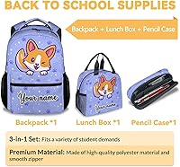 Vista 3 de Linda mochila Corgi, mochila escolar de 16 pulgadas con correas ajustables, duradera, ligera, mochila escolar