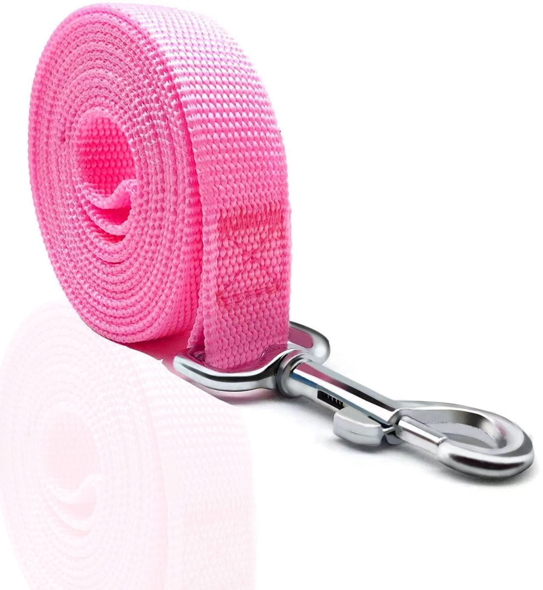 SALO Correa de nailon duradera para perro de 16 pies de largo, correas de entrenamiento para perros medianos y grandes, 1 pulgada de ancho (rosa)