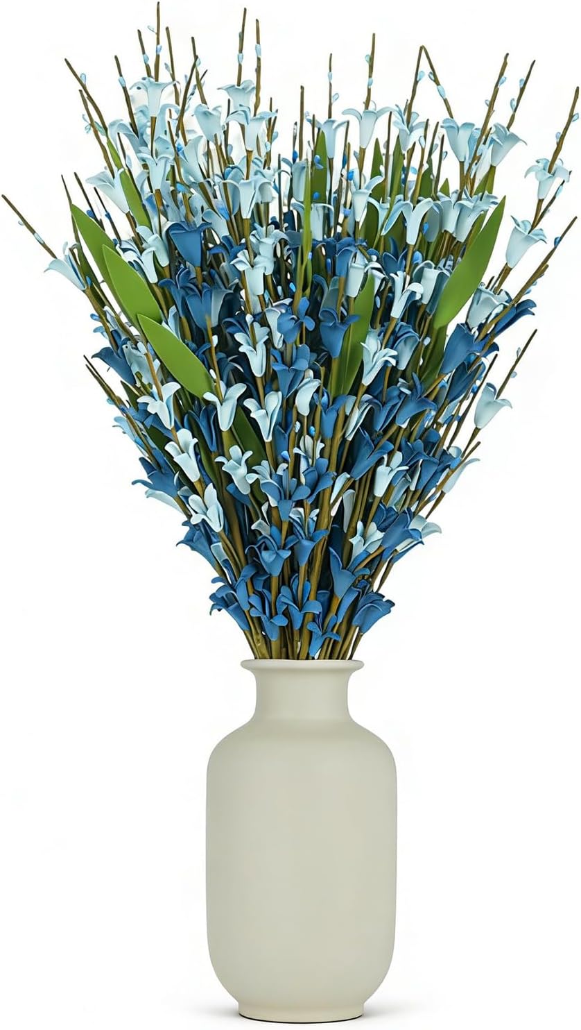 idyllic 17.7 Inch 20 Pcs Blue Witch Hazel Branches, Artificial Flower Stems for Vase Decor, DIY Wreath Making, Bedside Table, Windowsill, Table Centerpiece, Mantel & Office Spring Home Decoration