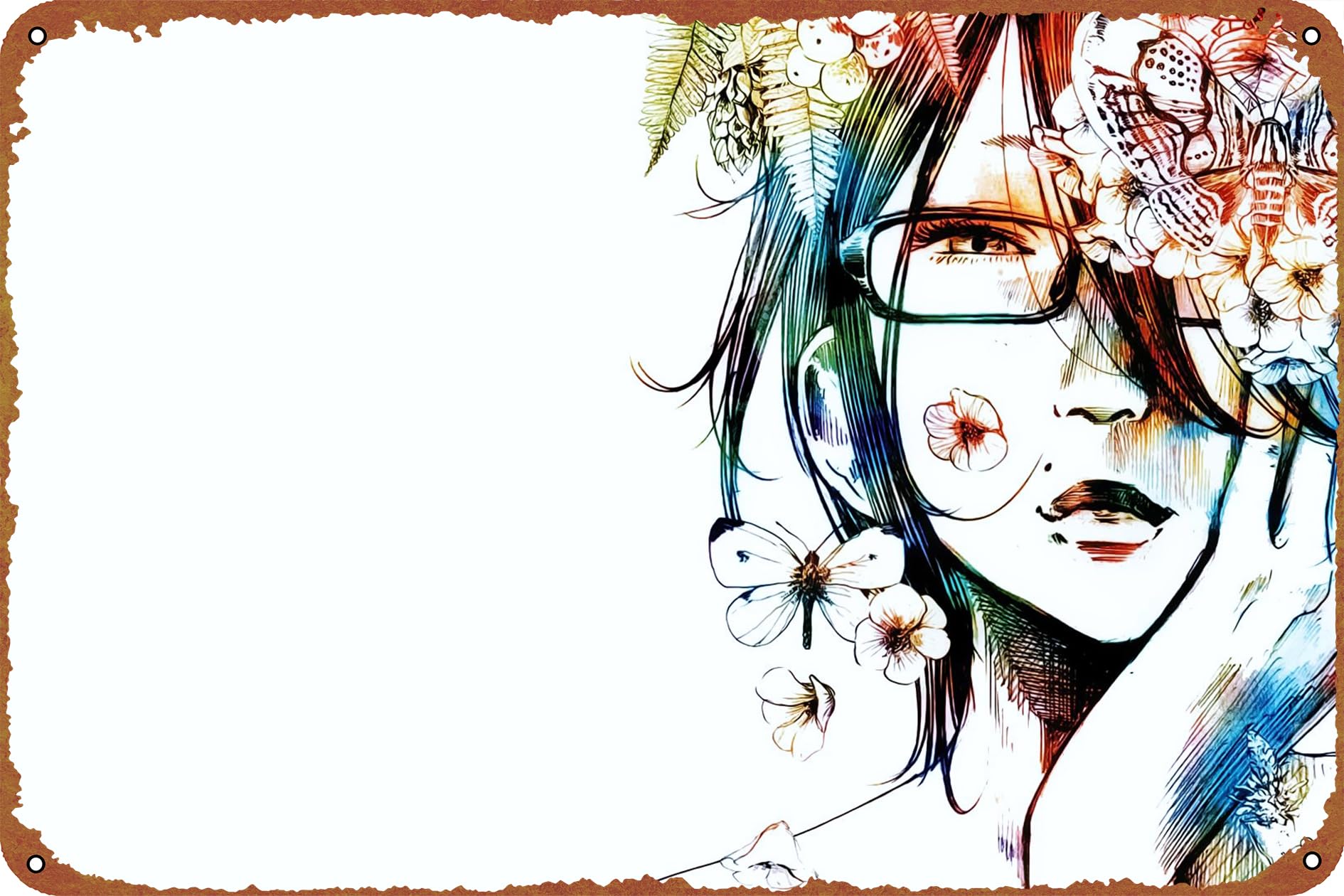 Sachi Nanjou Goodnight Punpun Creative Tin Logo Vintage Poster Bar Cafe Office Restaurant Wall Decoration Home Door Garden Store Club Logo Gift 12 X 8 inches