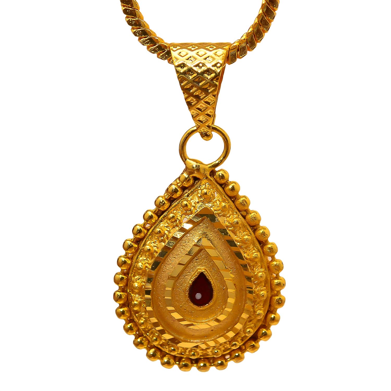 Round Gol/Heart Style Meena Work Plated Locket/Pendant with Chain