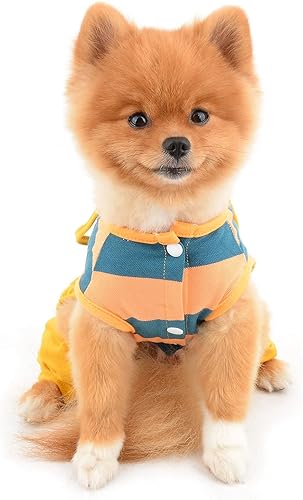 Miniatura 3 de SMALLLEE_LUCKY_STORE Mono de camisa de rayas anchas para mascotas Mono para perros pequeños Gatos Niño Niña Cachorro Suéter Chaleco con Pantalones