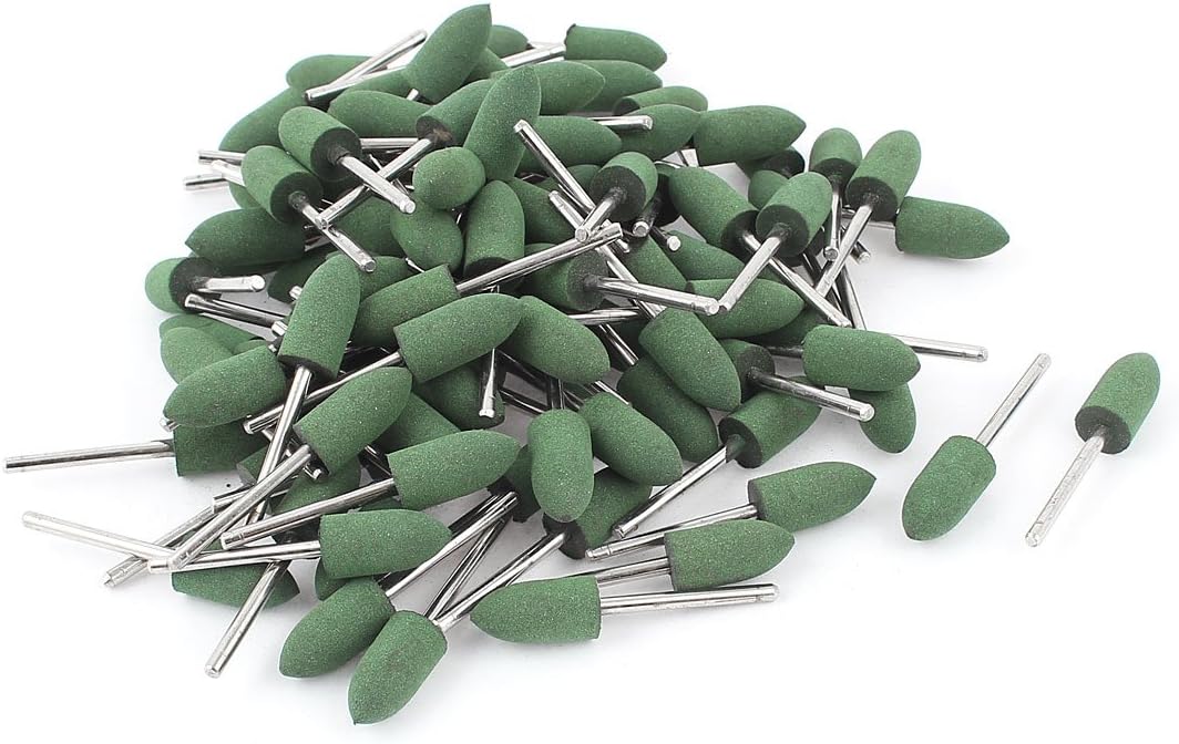 Aexit 3mm Drill Hole Abrasives 10mm Tapered Head Rubber Abrasive Mounted Point 100 Pcs Model:89as352qo546