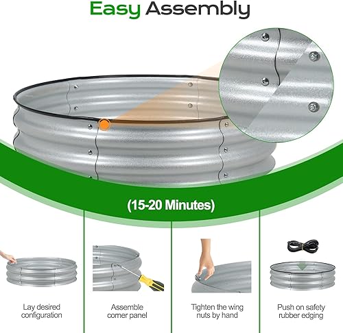 Miniatura 9 de Aoodor Cama de jardín elevada de metal de 9 pulgadas de alto y 30 pulgadas, maceta para exteriores y kit de jardín elevado para verduras, flores,