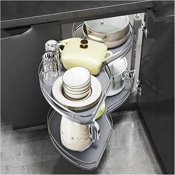 2 Tier Kitchen Storage Organizer,Blind Corner Cabinet Pull 2 Tiers,Adjustable Height Carbon Steel Storage Basket,Right Handed Open,for Coffee Bar1000 cabinet