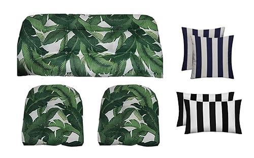 RSH DECOR Indoor/Outdoor 7 Piece Tufted Wicker Cushion Set (Loveseat