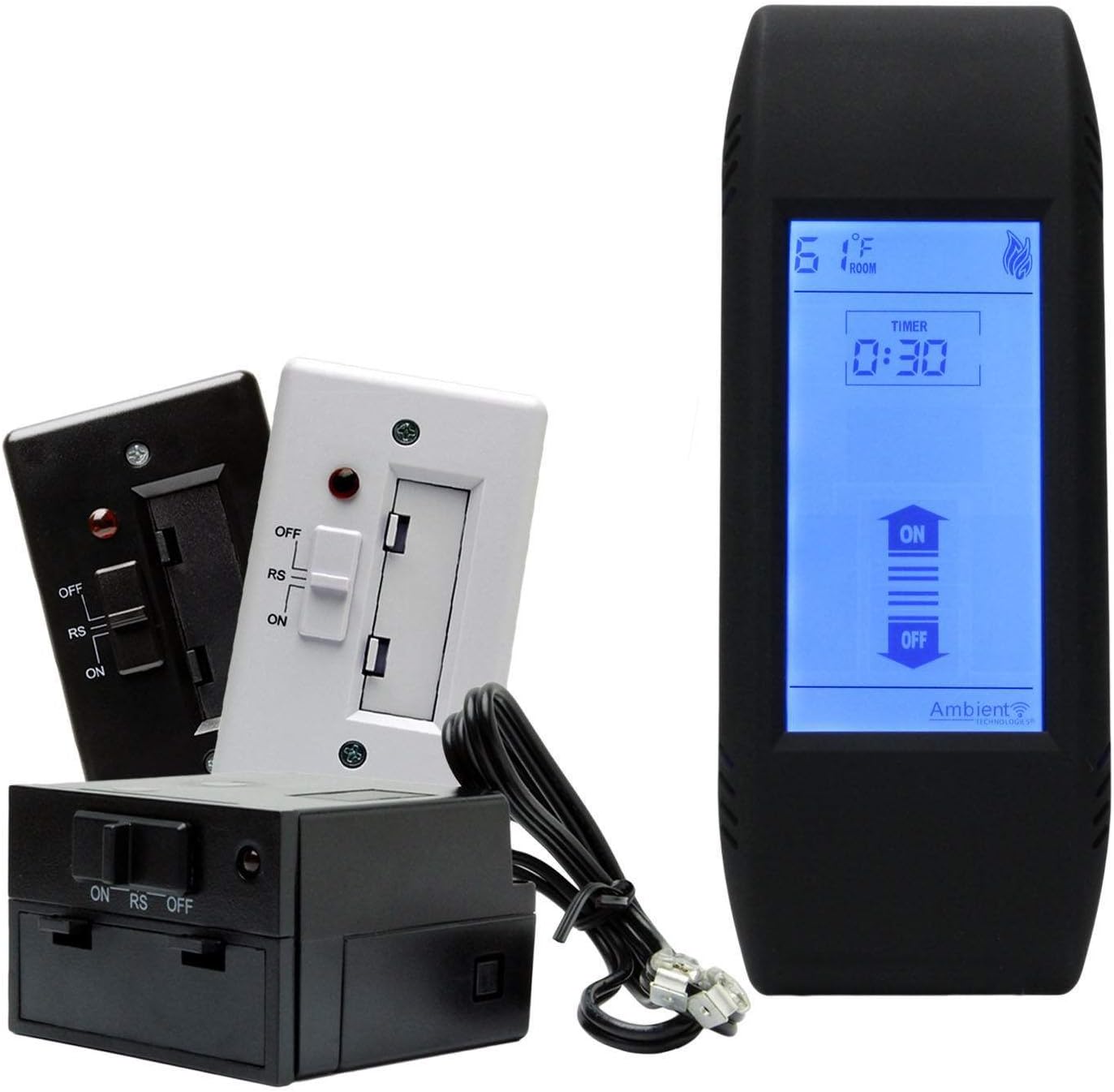 Ambient Touch Screen Manual Timer Fireplace Remote Control with Backlit LCD Screen TSMT
