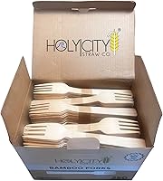 Vista 5 de Tenedores de bambú 250 unidades 6.7 pulgadas Utensilios biodegradables Compostables y sin plástico Ideal para la industria de servicios