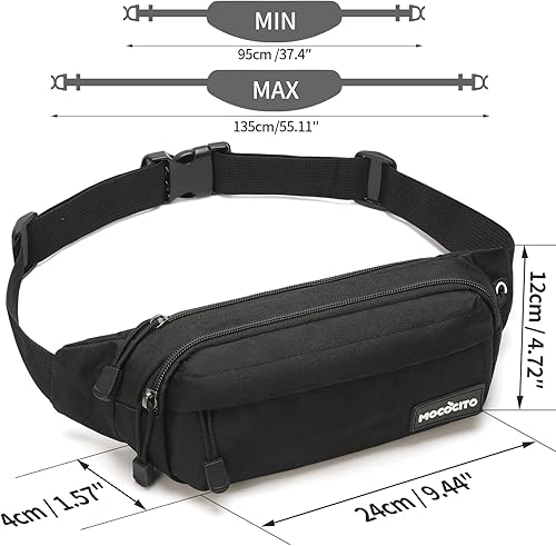 Miniatura 2 de MOCOCITO Riñonera cruzada para hombres y mujeres, con 4 bolsillos con cremallera, bolsa de cintura para correr, con cinturón ajustable para viajes,